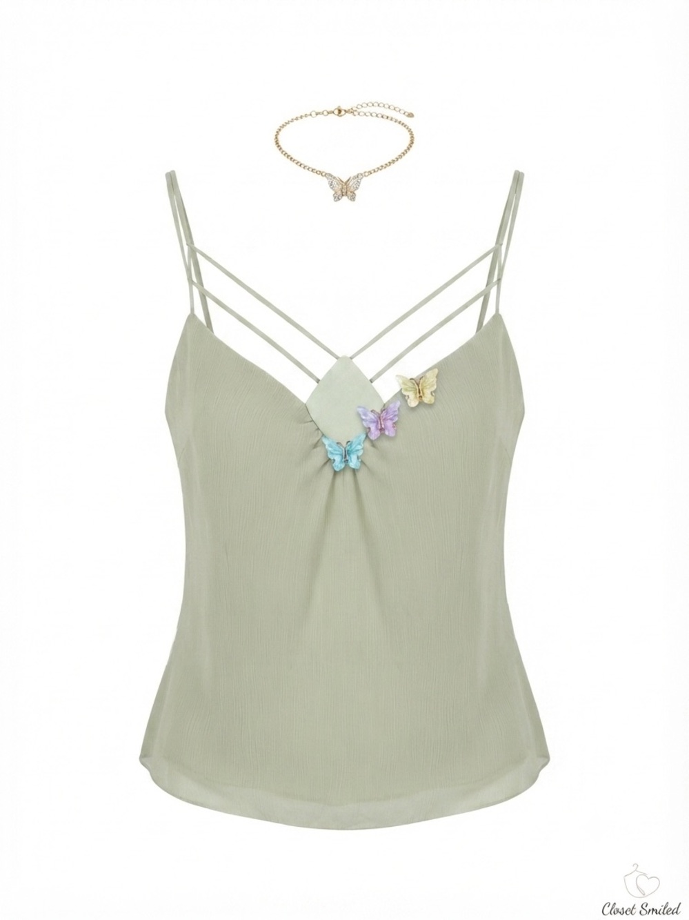 Vintage Y2K Zara Basic Multi-Strap Sage Cami Top - Size S (Made in Spain)